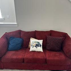 Price Reduced!!!!!! Cozy Red Couch for Sale – Great Condition! 