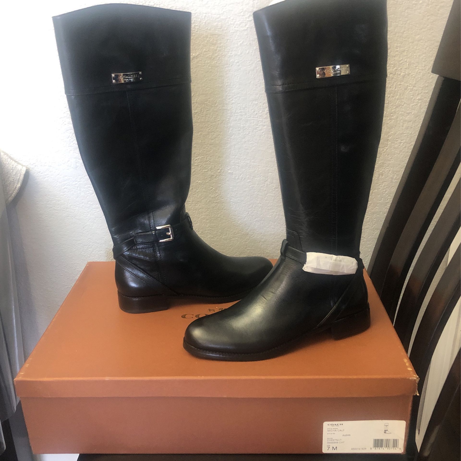 Coach Micha Calf Black Riding boots Size 7  ( Make an Offer) 