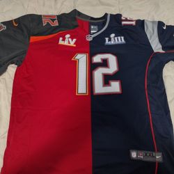 NFL Tom Brady Split Super Bowl Jersey With Patches Brand New Xl &Xxl