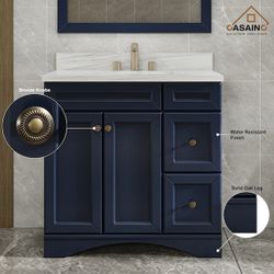 30036-DB 36-in Dark Blue Undermount Single Sink Bathroom Vanity