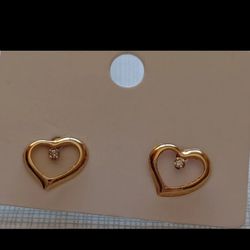 14K Diamond Heart Earrings (14K Tested/Diamond Test) Size of Dime