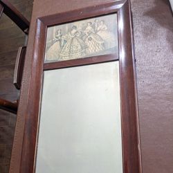 Antique Victorian Trumeau Mirror & Art