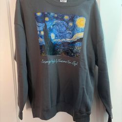 Grey Van Gogh Starry Night crewneck sweatshirt