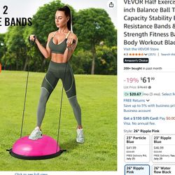  Balance Ball Trainer，Yoga Ball with Resistance Bands & Foot Pump