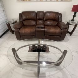 Sofá de Piel Con Juego De Mesa De sala 
