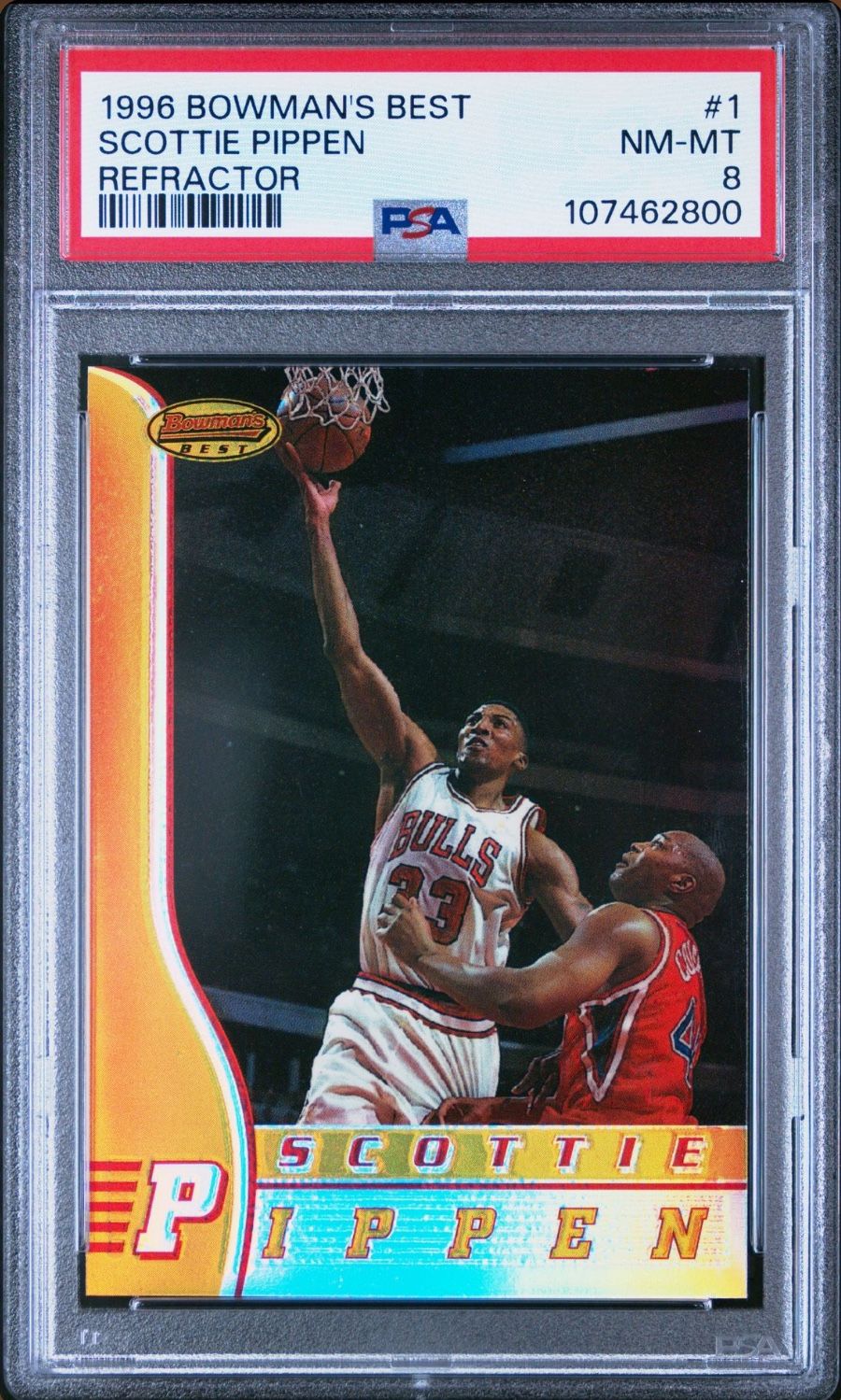 1996-97 Bowman’s Best #1 Scottie Pippen REFRACTOR Parallel - GRADED PSA 8 NM-MINT CONDITION