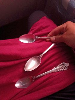 Set of 3 Silver Ornate Spoons