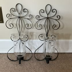 Metal Wall Candle Sconces  with glass Holders
