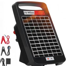 10 Miles Solar Electric Fence Charger,Output 0.18J Electric Fence Charger,24-Hour Uninterrupted Protection Solar Fence Charger,Solar Fence Energizerr 