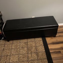 Black Leather Ottoman 