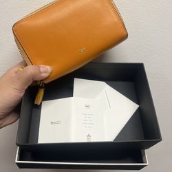 ANYA HINDMARCH Leather bi-fold Continental Wallet With Zipper Color  Orange