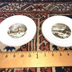 Vintage Porcelain Dishes Harkerware The Farmers Home Winter & Home In The Wilderness