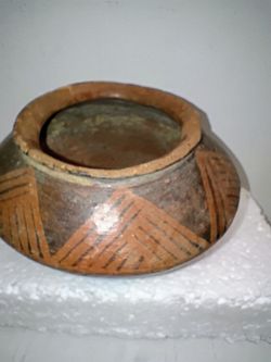 Old Indian ceremonial pottery bowl  hand made
