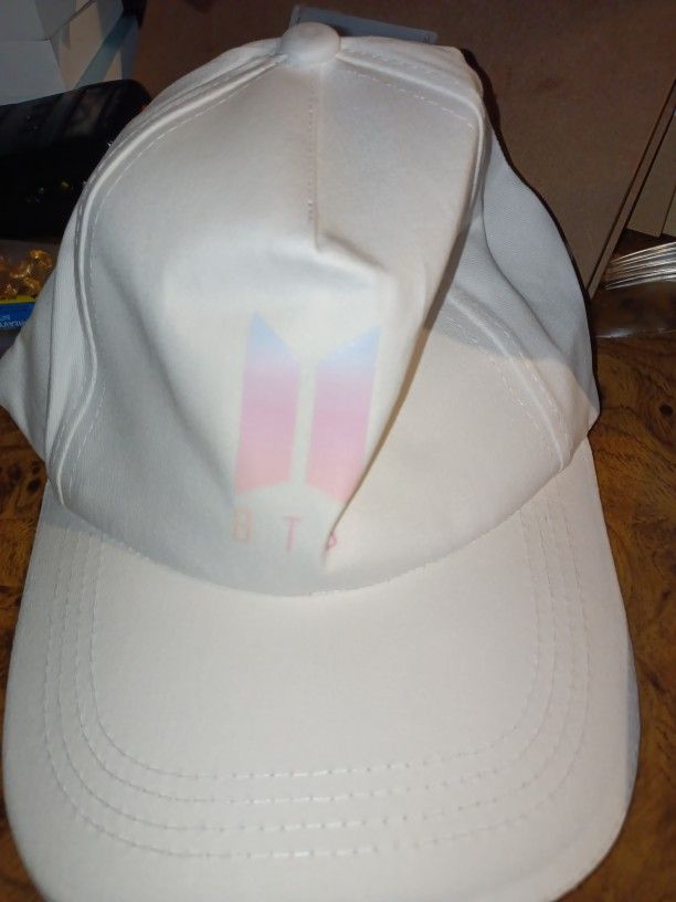 Bts Army White And Pink V Strap Hat
