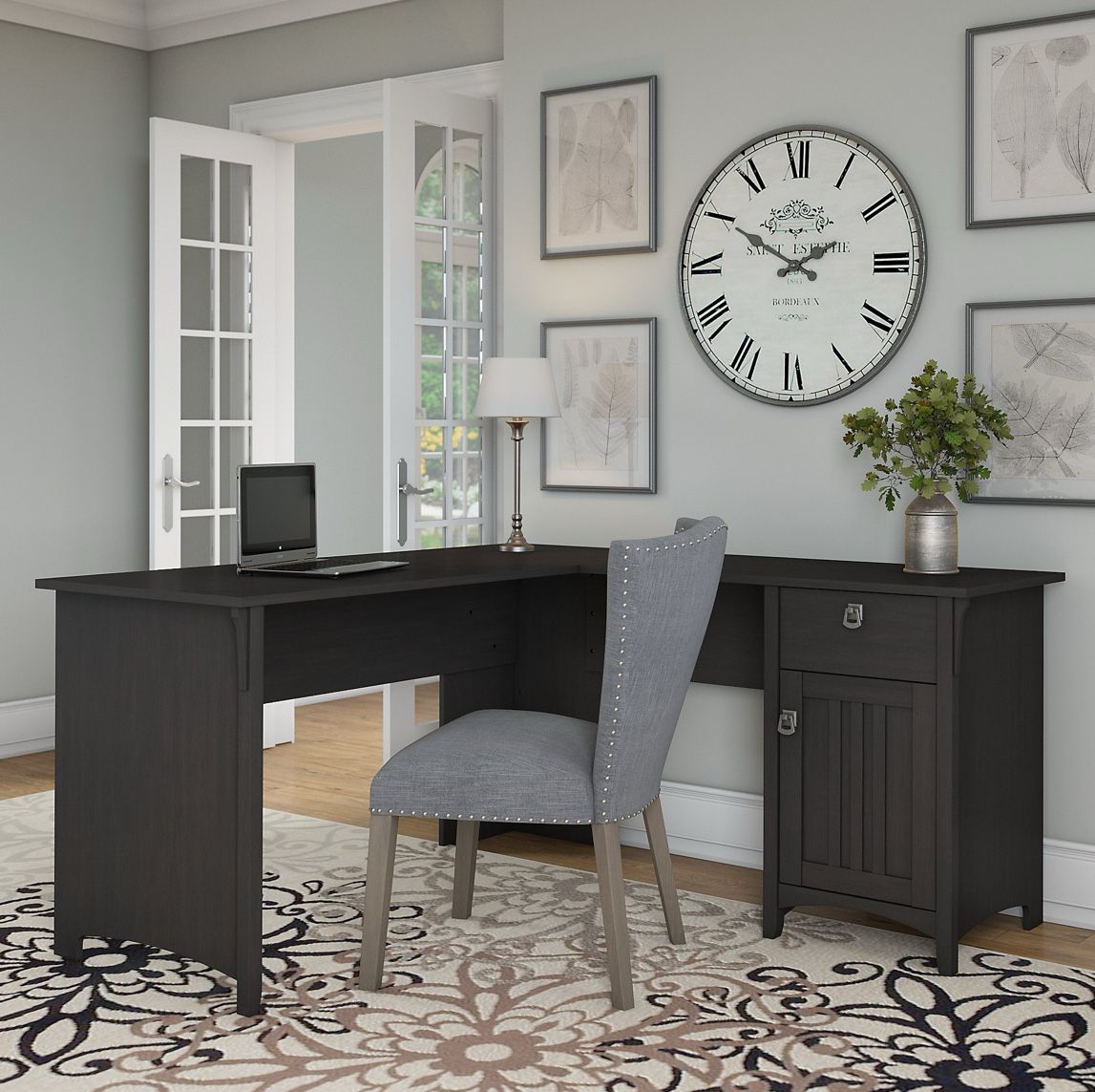 BUSH Furniture Salinas L Shaped Desk with Storage | Expresso Brownish Black