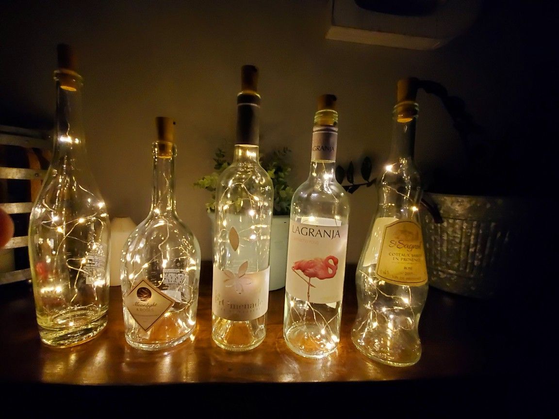 Lighted wine bottle decorations