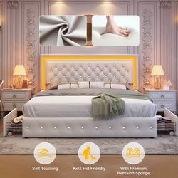 Modern King Size Bed Frame – Like New!