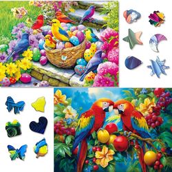 Brand New Unique Shaped Jigsaw Puzzles for Adults 1000 Pieces, 2 Pack Adult Puzzles,Egg Birds and Fruit Birds Theme,Difficult Puzzles for Adults,Coope