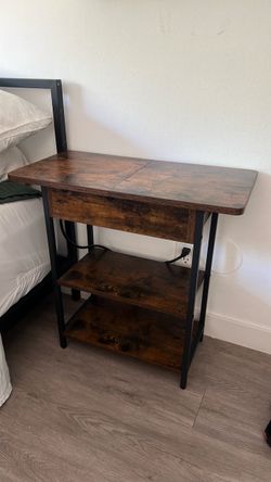 Industrial Nightstand with Shelves