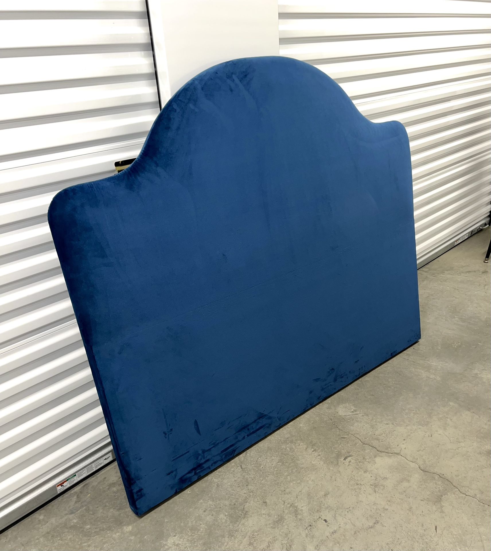 Blue Velvety Queen Headboard