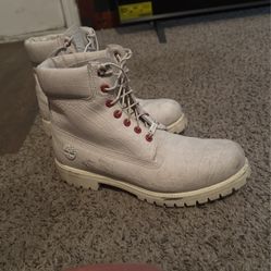 Timberland White Leather Boots 