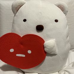 SUMIKKO GURASHI Big White Bear w/ Heart Plush