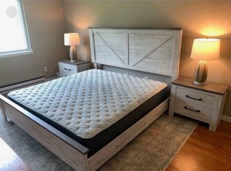 King size headboard and frame and mattress