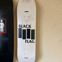 Black Flag Signed Skateboard By Mike Valley And Greg Gunn.