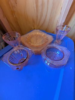 Vintage Jeanette Glass Company Adam Pattern pink depression glassware
