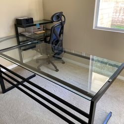 Glass Top Desk With Compute Table