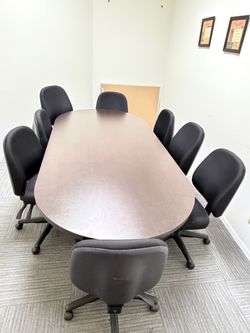 8-Person Conference Table + 8 Office Chairs – Complete Set