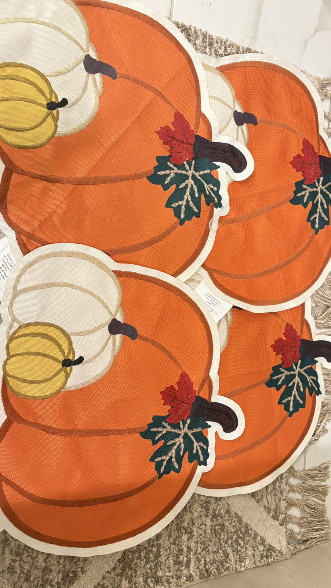 Set Of 4 Pumpkin Shaped Holiday Placements