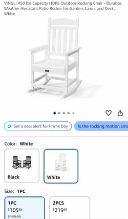 VINGLI 450 lbs Capacity HDPE Outdoor Rocking Chair
