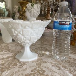 Milk Glass Footed Bowl 