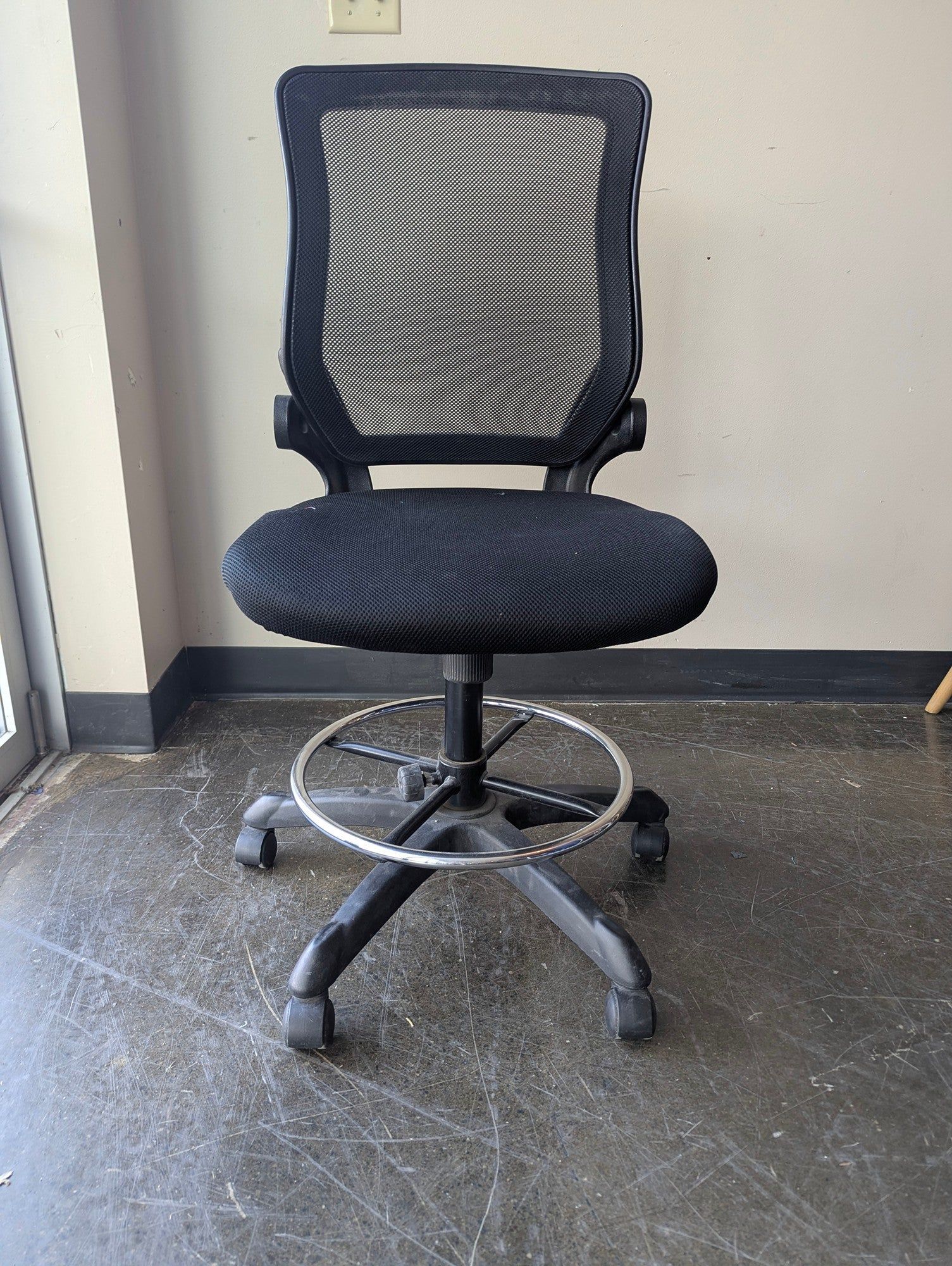 Black Mesh Back Drafting Office Chair with Foot Ring