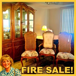 FRENCH COUNTRY DINING SET + HUTCH – $185 FIRE SALE