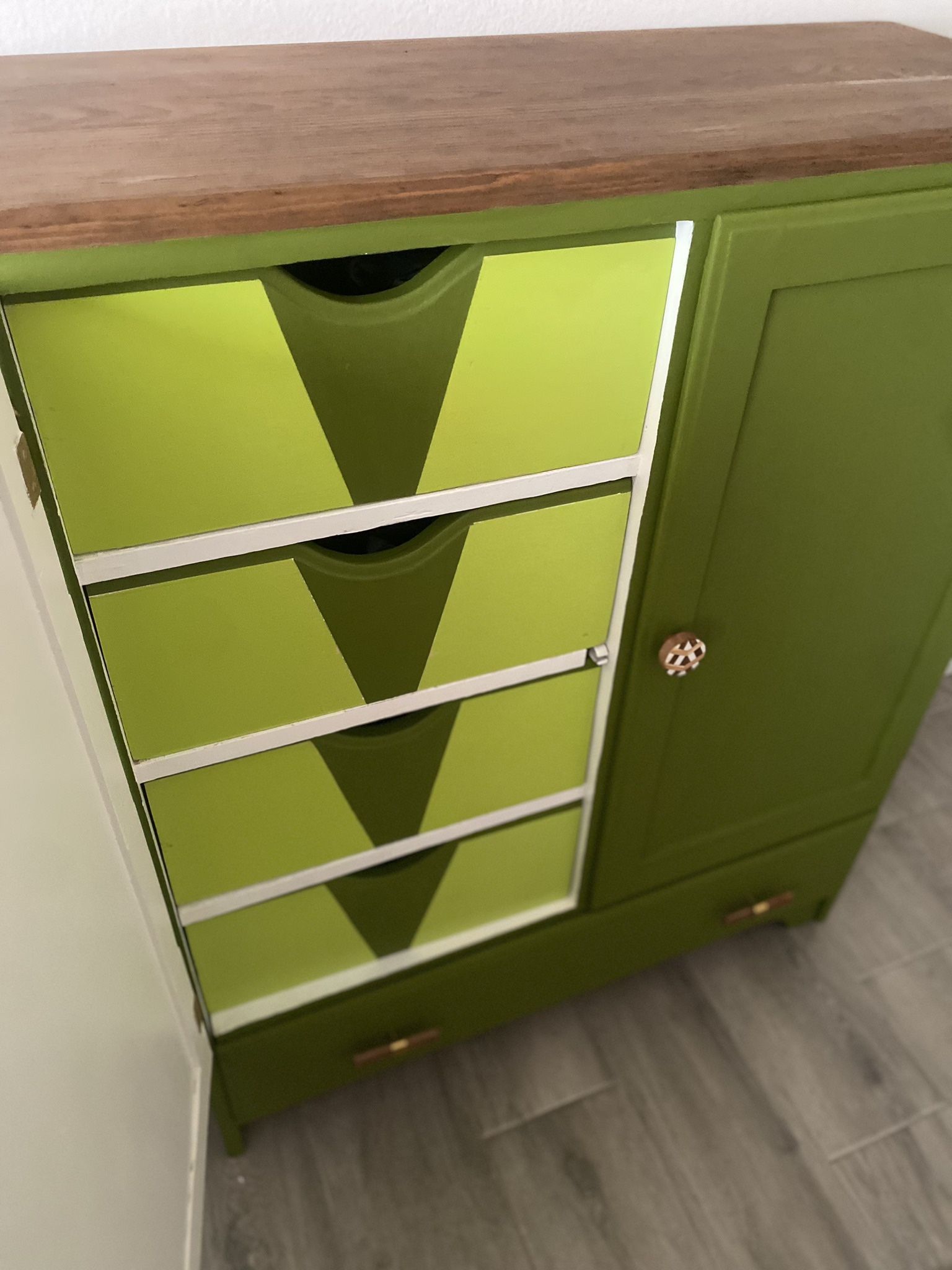 Vintage Retro Green Dresser Armoire