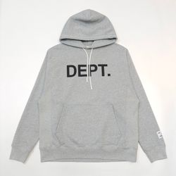 Gallery Dept Lettering Logo Cotton Hoodie Mens Grey