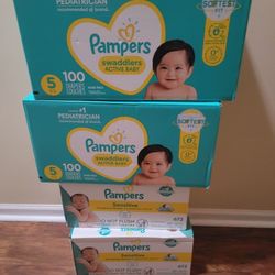 Pampers Size 5 & Wipes 