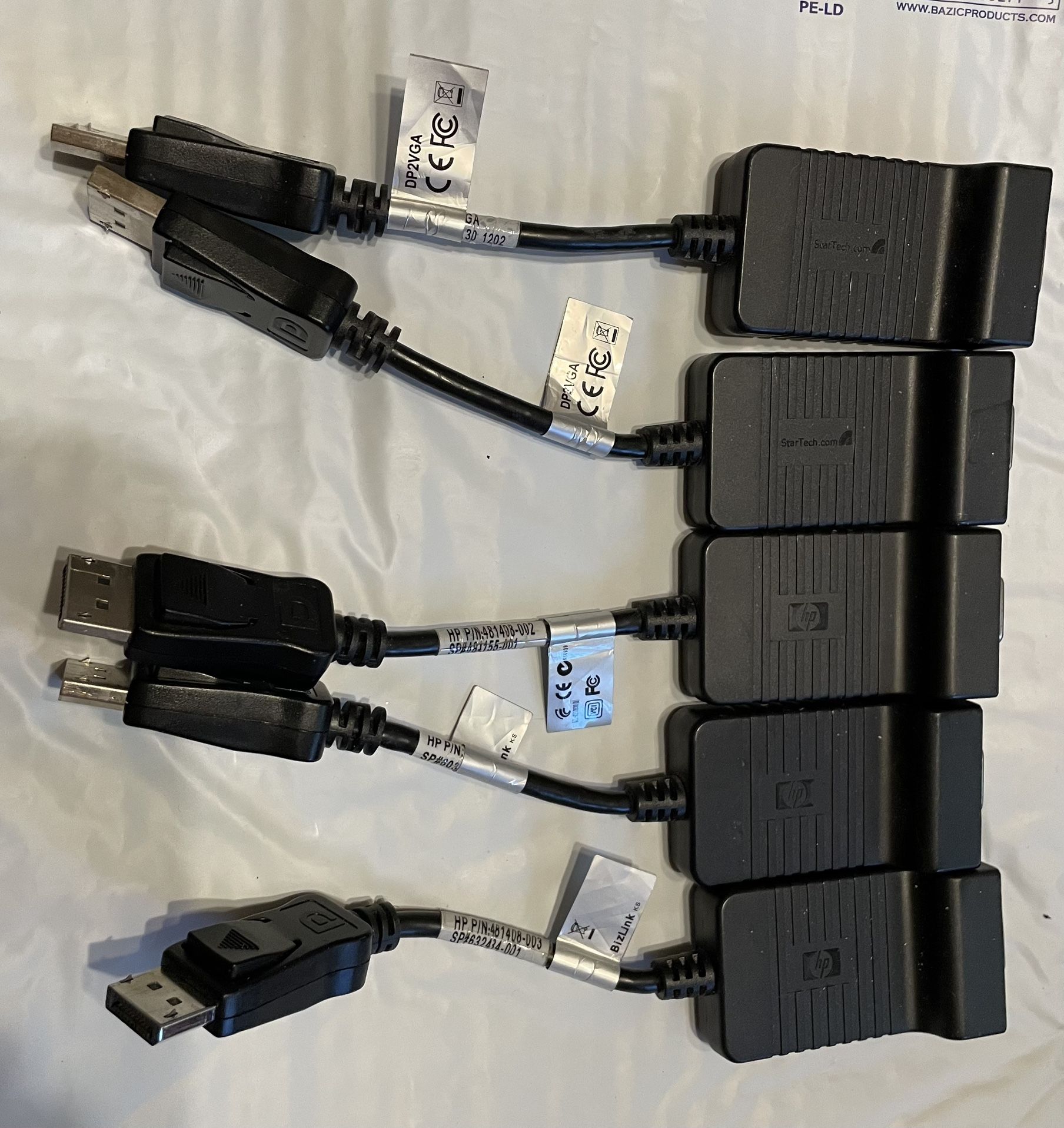 Lot Of DisplayPort To VGA Adapters 2 Are StarTech  3 Are HP Brand See Pictures