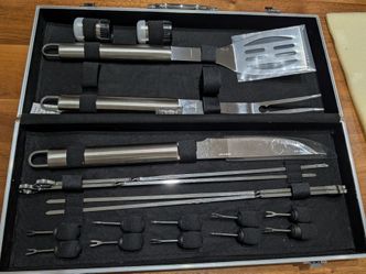 Brand New Stainless Steel BBQ Grilling Set - One Piece Missing