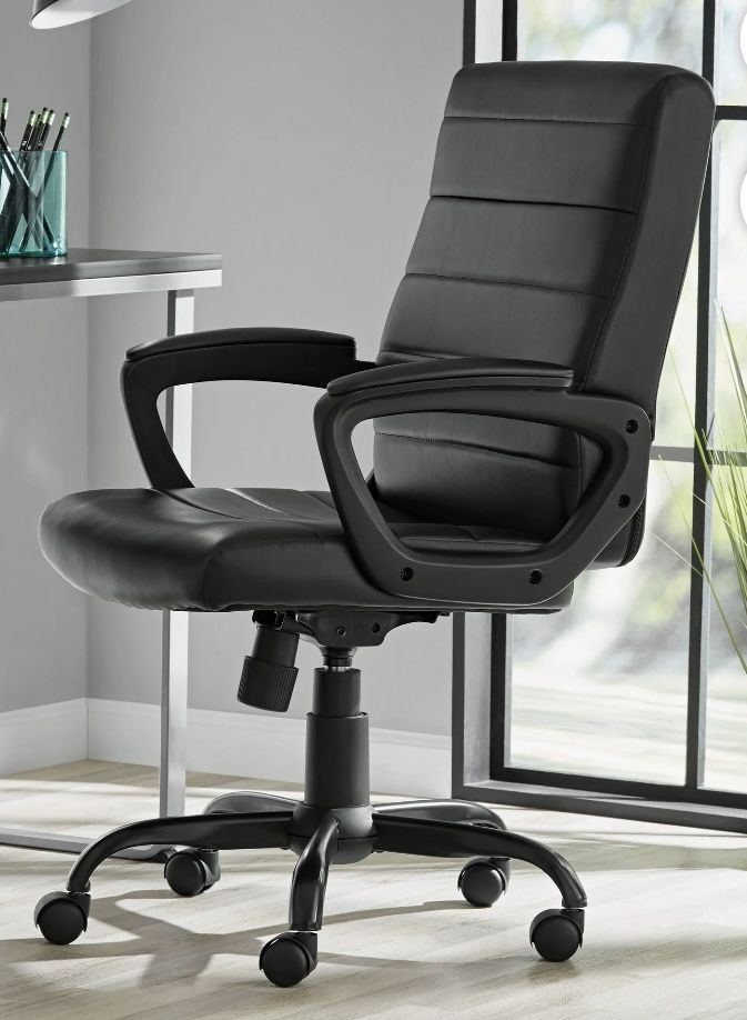 Mainstays Mid-Back Manager's Office Chair in Black Faux Leather