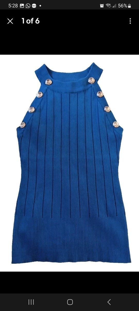Immodel Women round neck regular pullover stretchable sleeveless top. Size L