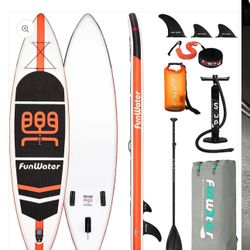 FunWater Stand Up Paddle Board Ultra-Light Inflatable Paddleboard with ISUP Accessories,Three Fins,Adjustable Paddle, Pump,Backpack, Leash, Waterproof