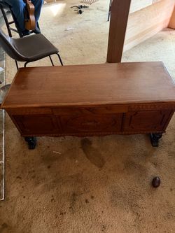 Vintage Carved Wood Hope Chest