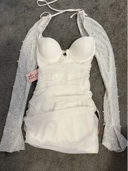 Oh Polly St Germán Embellished Dress in Snow