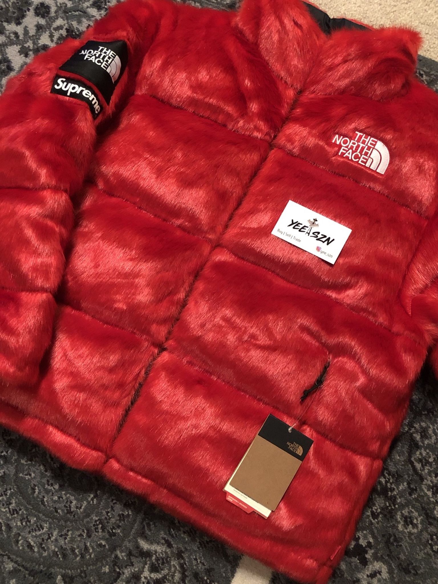 Supreme North Face Faux Fur Size Medium Red Brand New