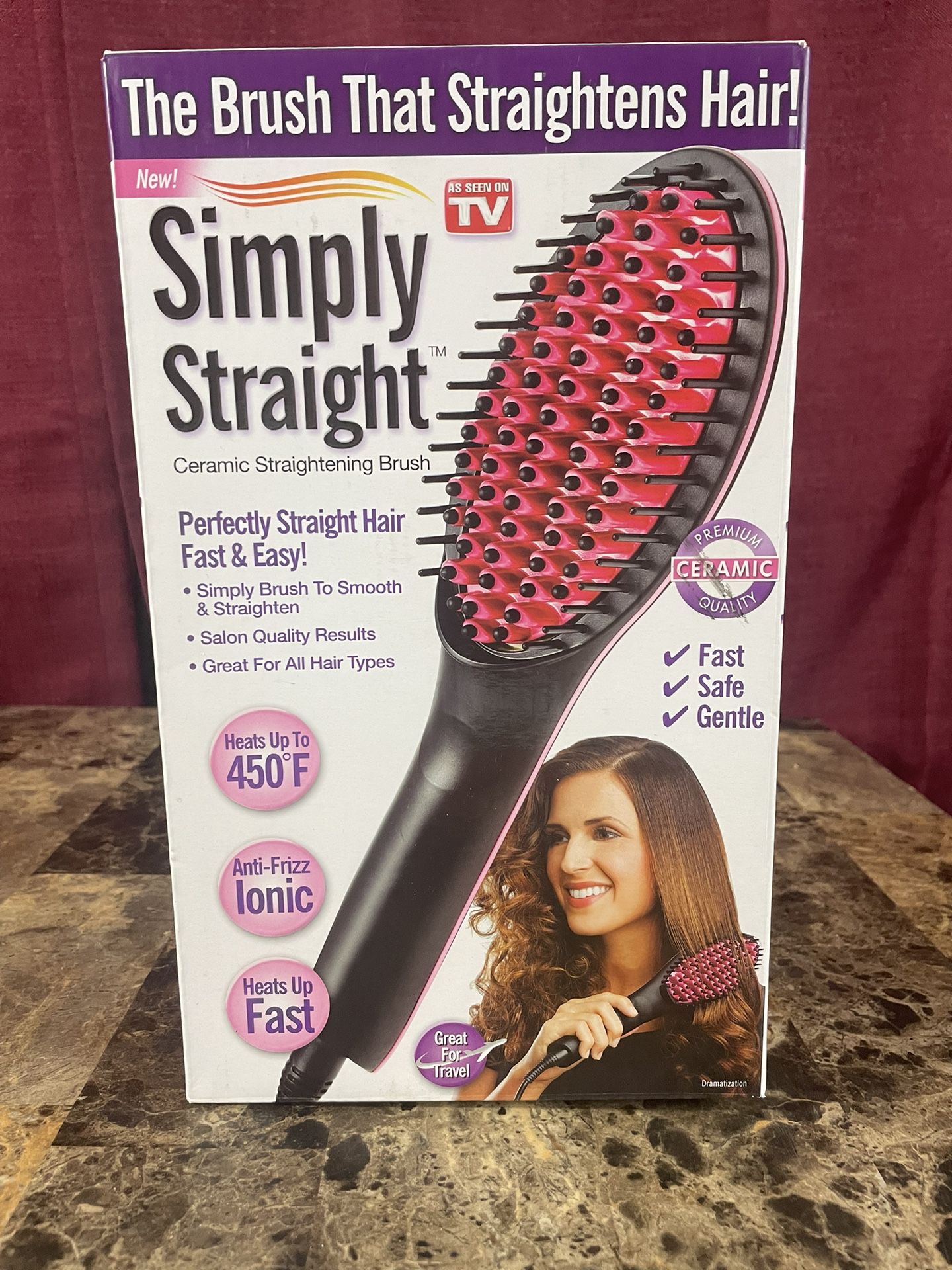 Simply Straight Ceramic Hair Straightening Brush, As Seen On TV