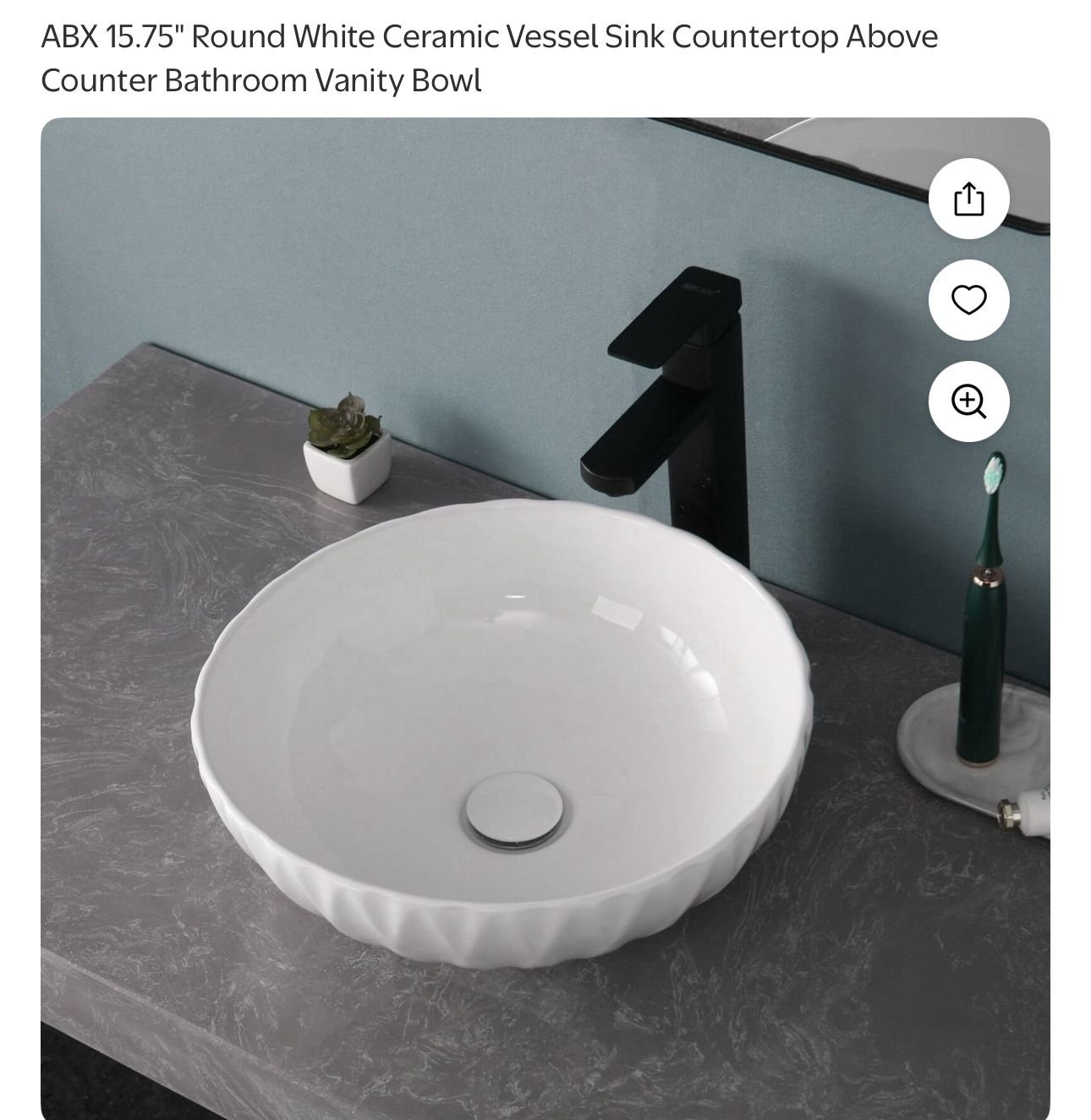 Round White Ceramic Vessel Sink