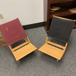 Oak And Canvas Sand Chairs